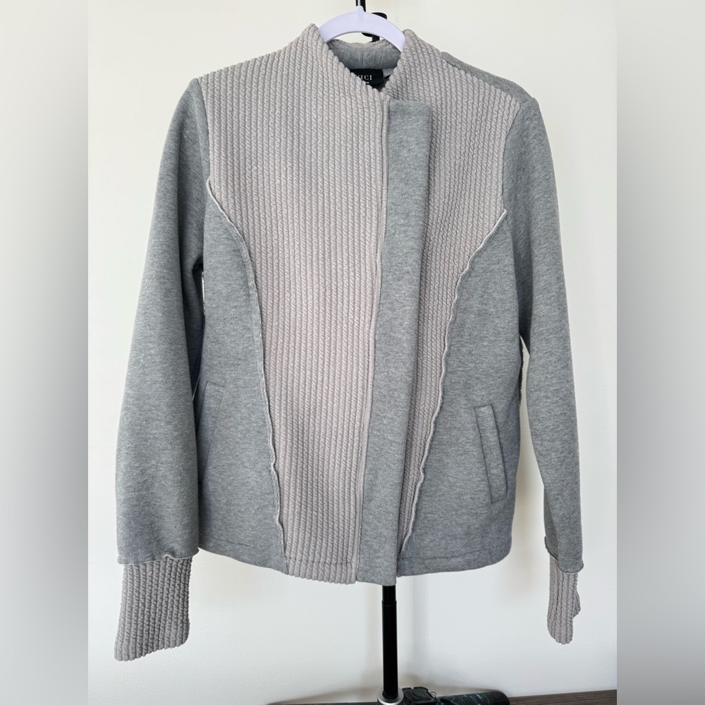Grey Mixed-Knit Women's Jacket